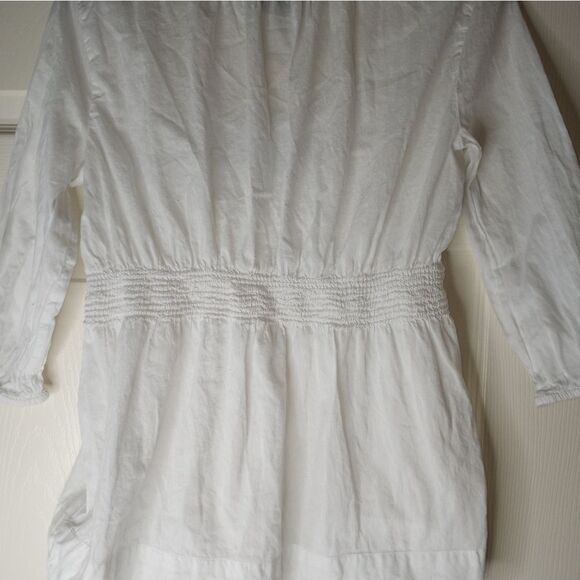 CalvinKleinJeansS/PFitandFlareBabydoll 100%CottonWhite3/4SleeveBeaded Women'sTop - Picture 9 of 9